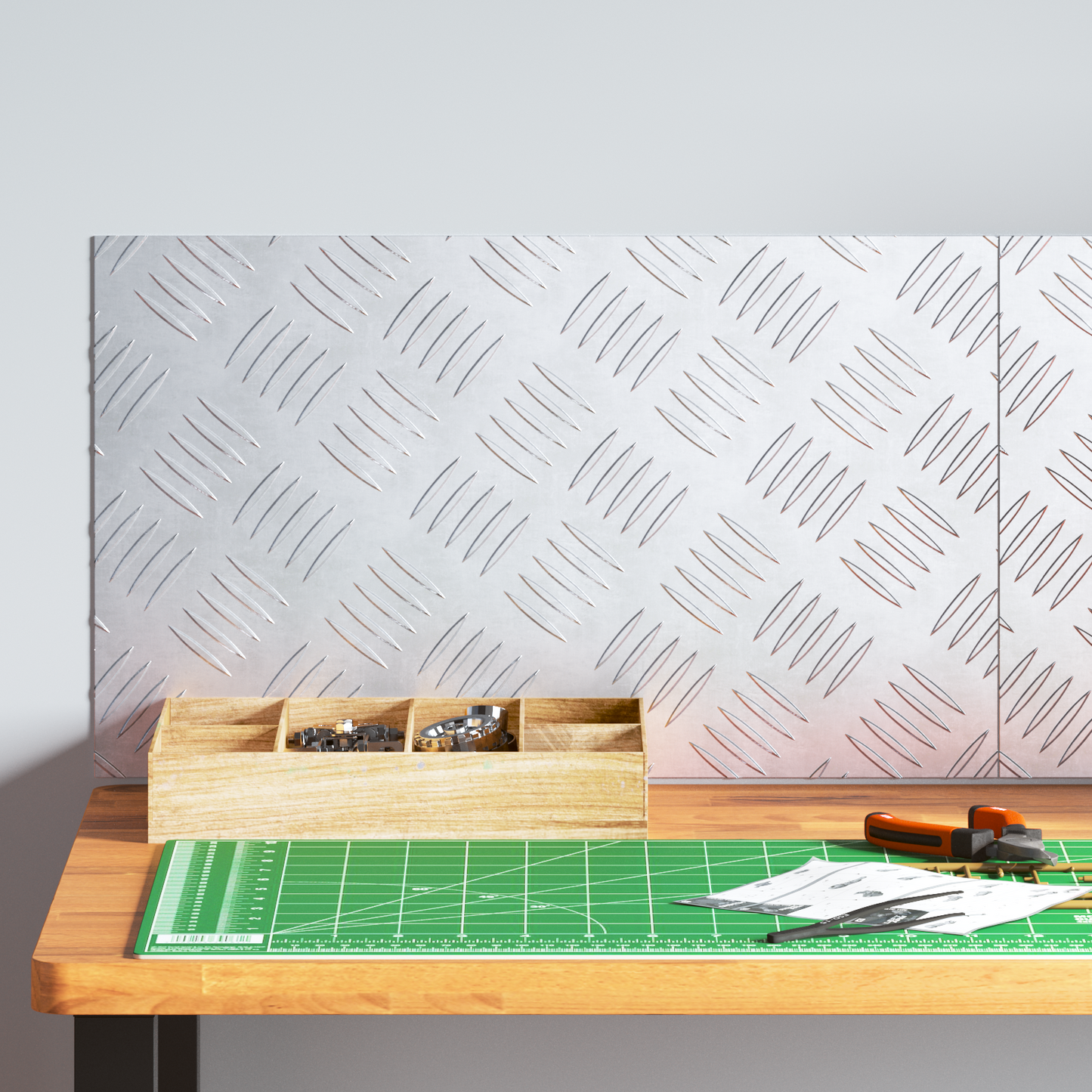 Checker Plader 2 Dele Sølv 50 X 30 Cm Aluminium