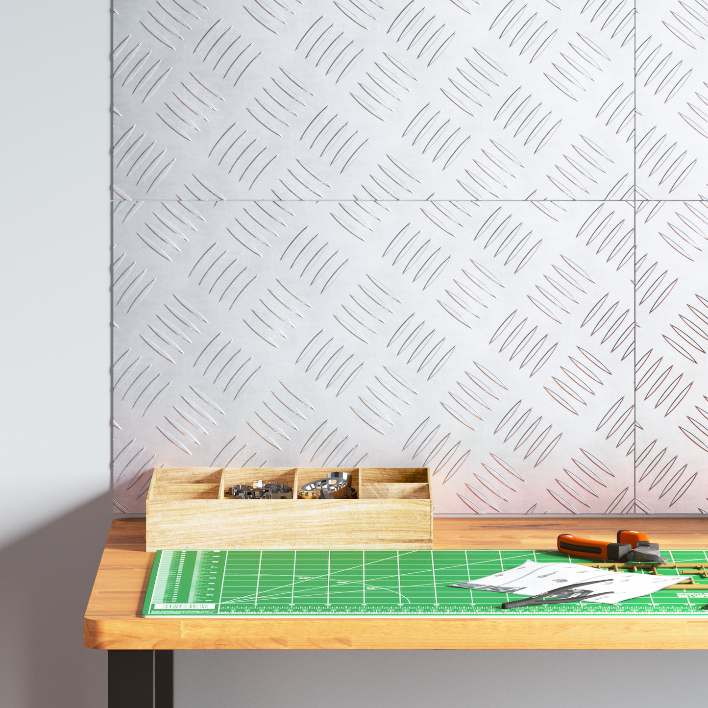 Checker Plader 4 Dele Sølv 50 X 30 Cm Aluminium