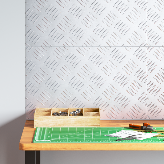 Checker Plader 4 Dele Sølv 50 X 30 Cm Aluminium