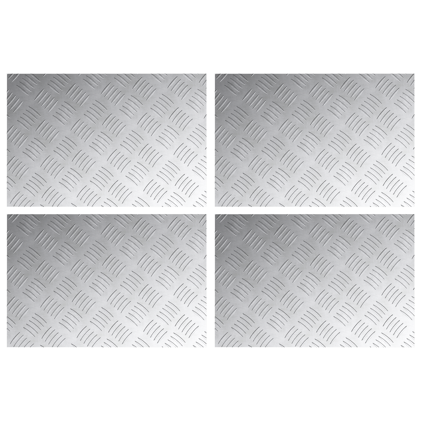 Checker Plader 4 Dele Sølv 60 X 40 Cm Aluminium