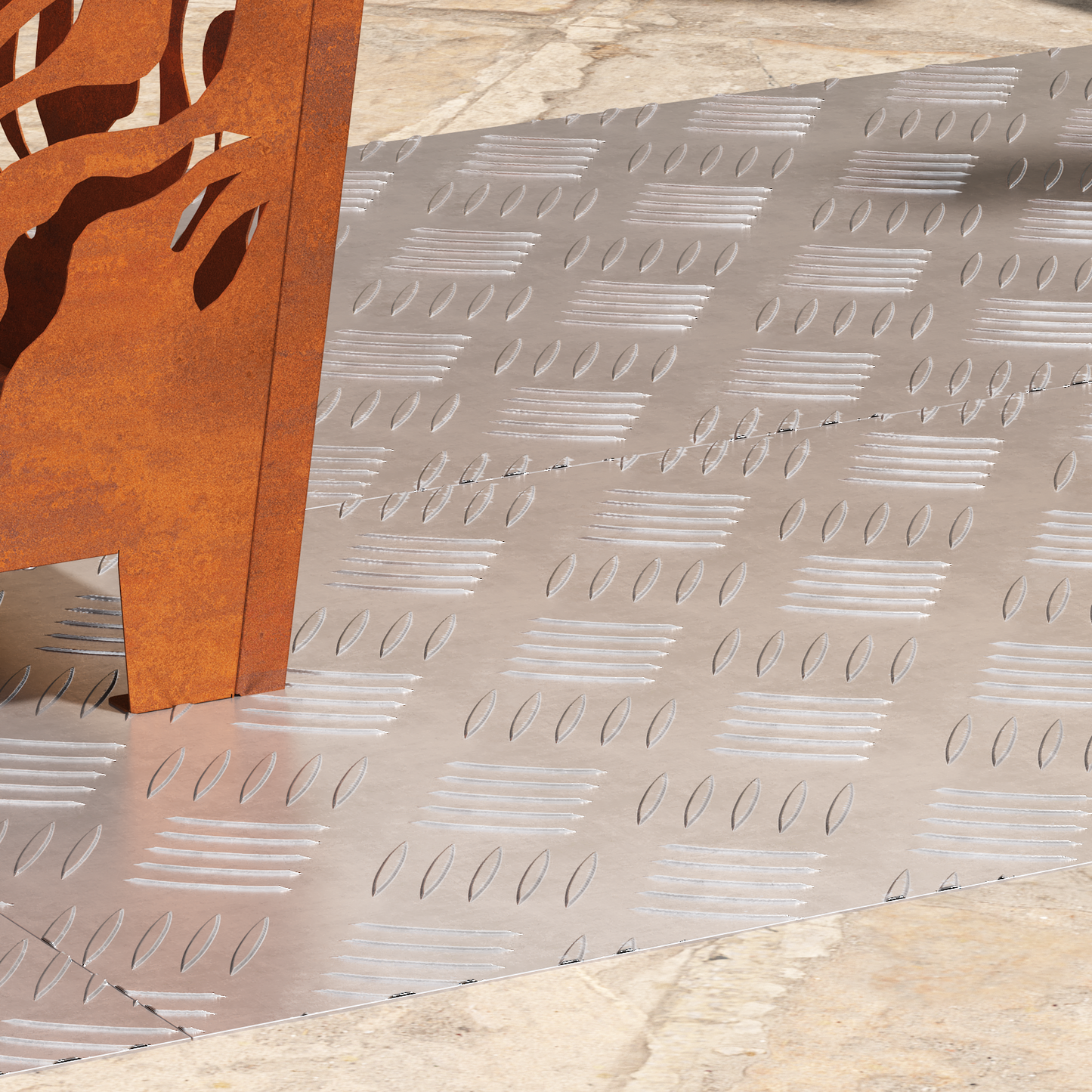 Checker Plader 4 Dele Sølv 90 X 40 Cm Aluminium