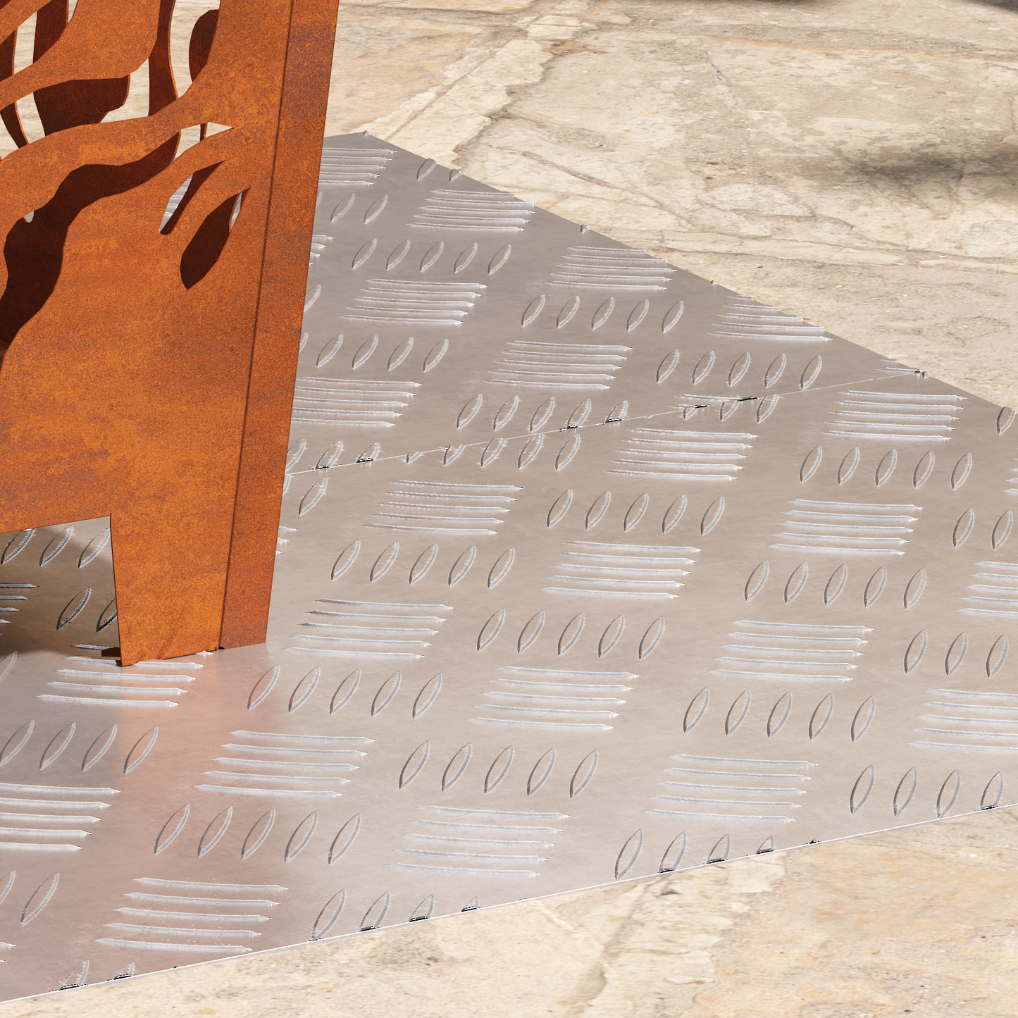 Checker Plader 2 Dele Sølv 100 X 40 Cm Aluminium