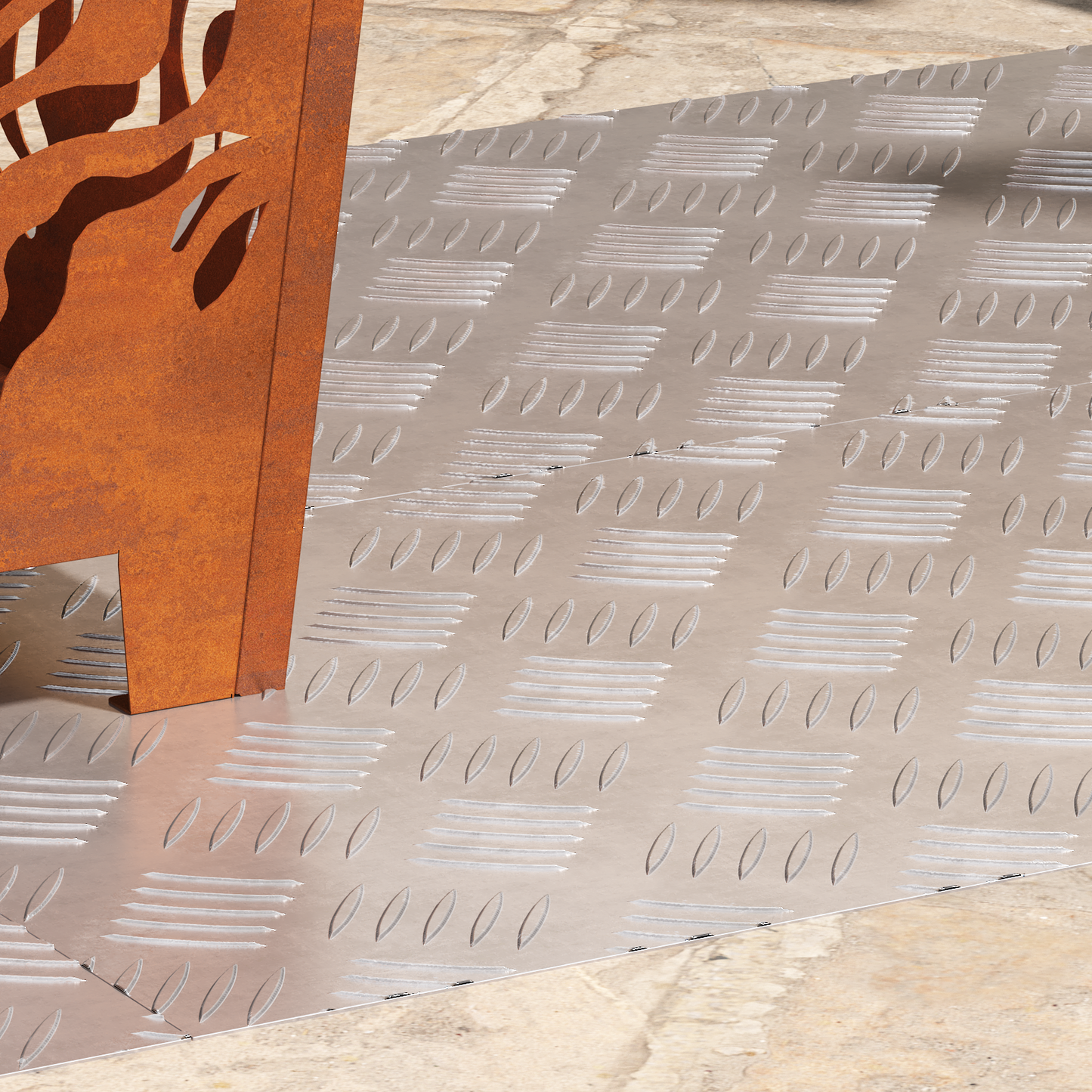 Checker Plader 4 Dele Sølv 100 X 40 Cm Aluminium