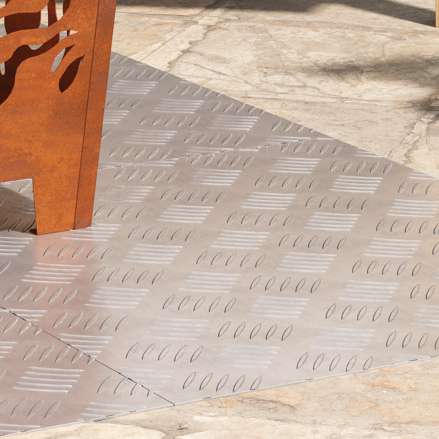 Checker Plader 4 Dele Sølv 60 X 50 Cm Aluminium