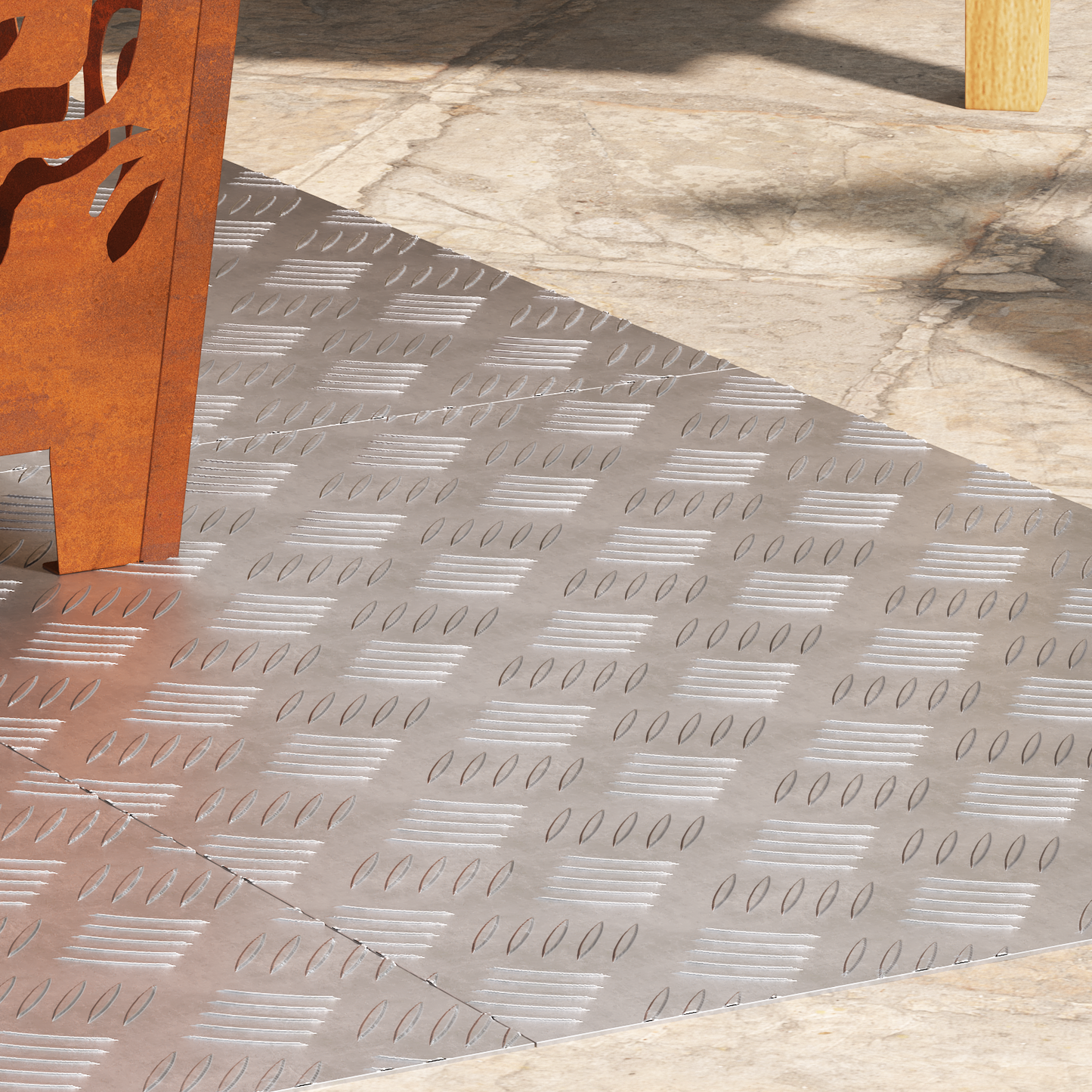 Checker Plader 4 Dele Sølv 70 X 50 Cm Aluminium