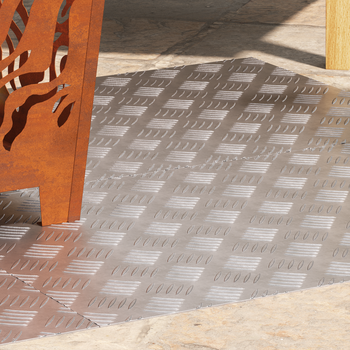 Checker Plader 4 Dele Sølv 80 X 50 Cm Aluminium