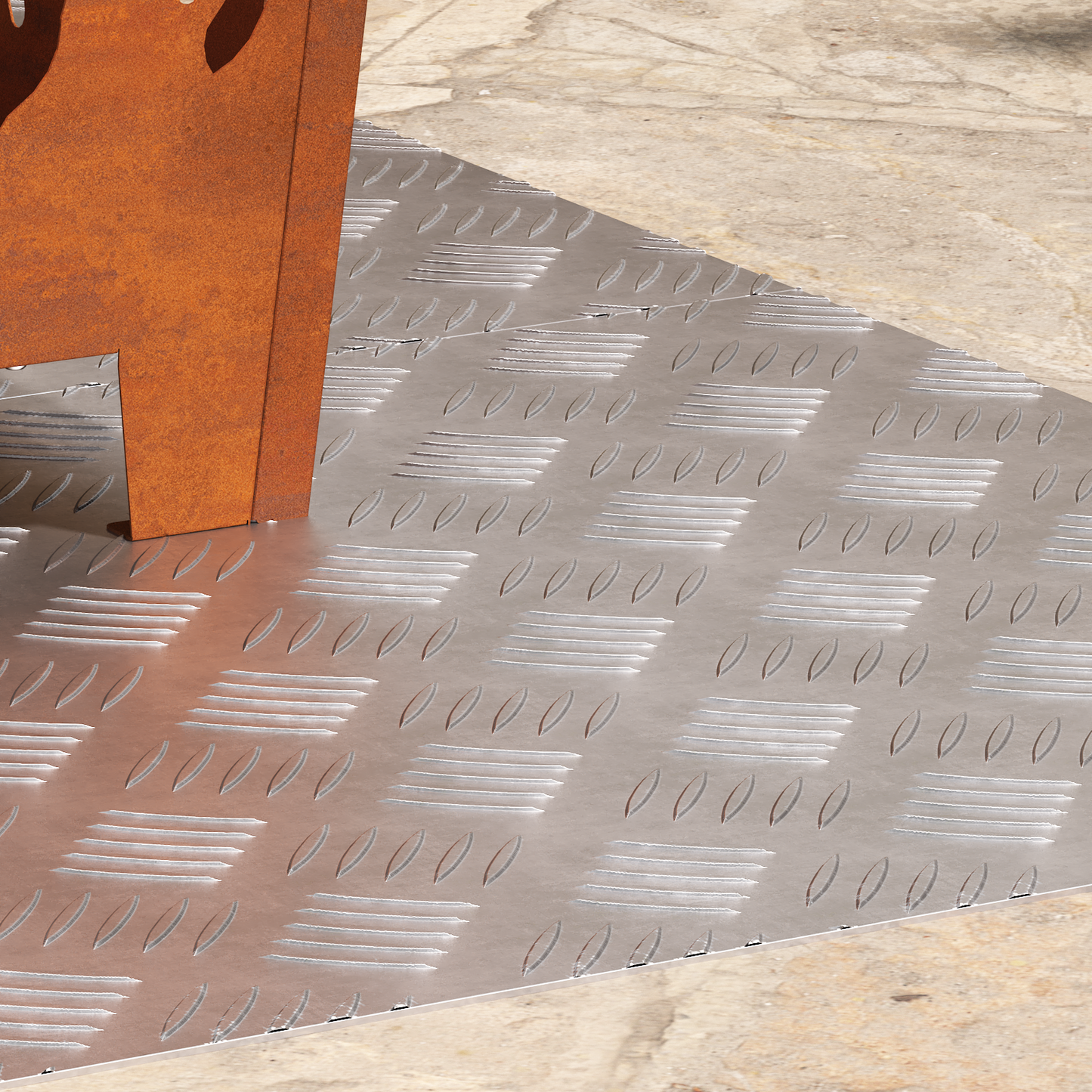 Checker Plader 2 Dele Sølv 80 X 50 Cm Aluminium