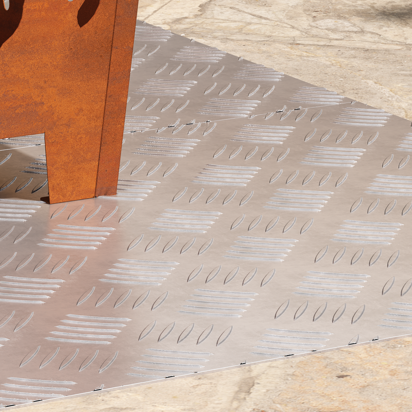 Checker Plader 2 Dele Sølv 90 X 50 Cm Aluminium