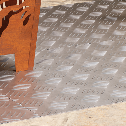 Checker Plader 4 Dele Sølv 100 X 50 Cm Aluminium