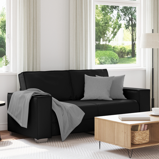 2-Personers Sofa Sort 140 Cm Kunstlæder