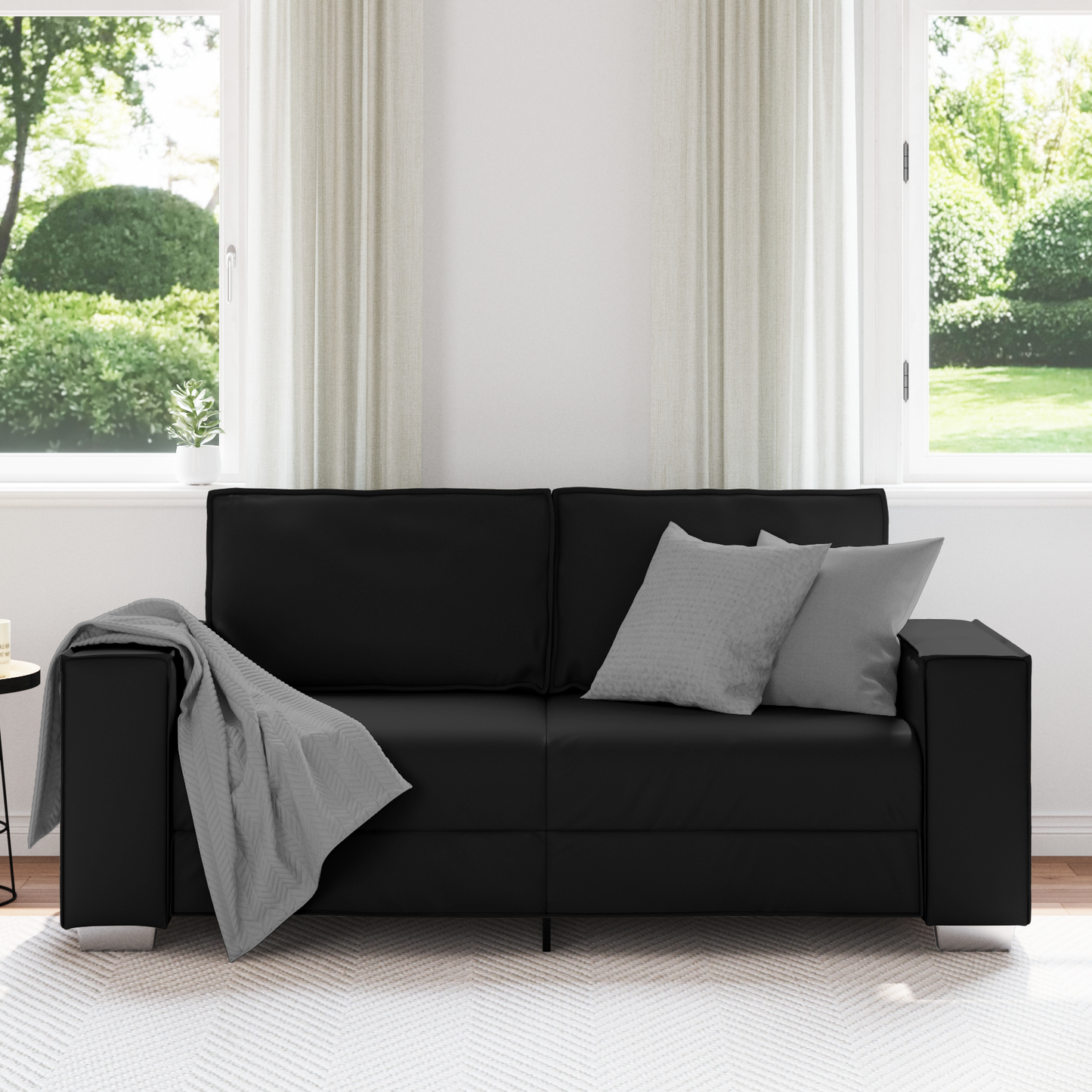 2-Personers Sofa Sort 140 Cm Kunstlæder