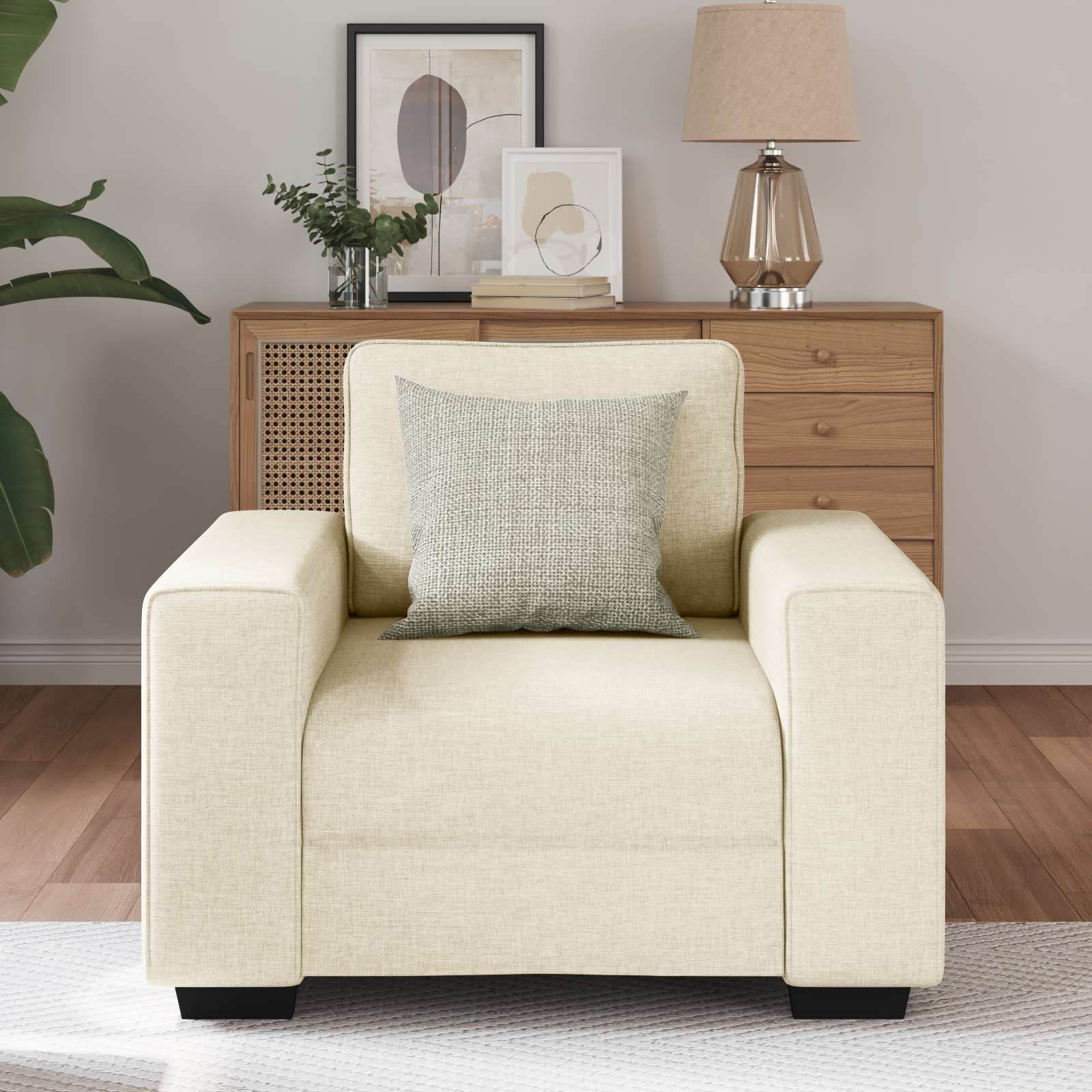 Lænestol 60 Cm Hør 2-personers Sofa 140 Cm Hør - Billede 3