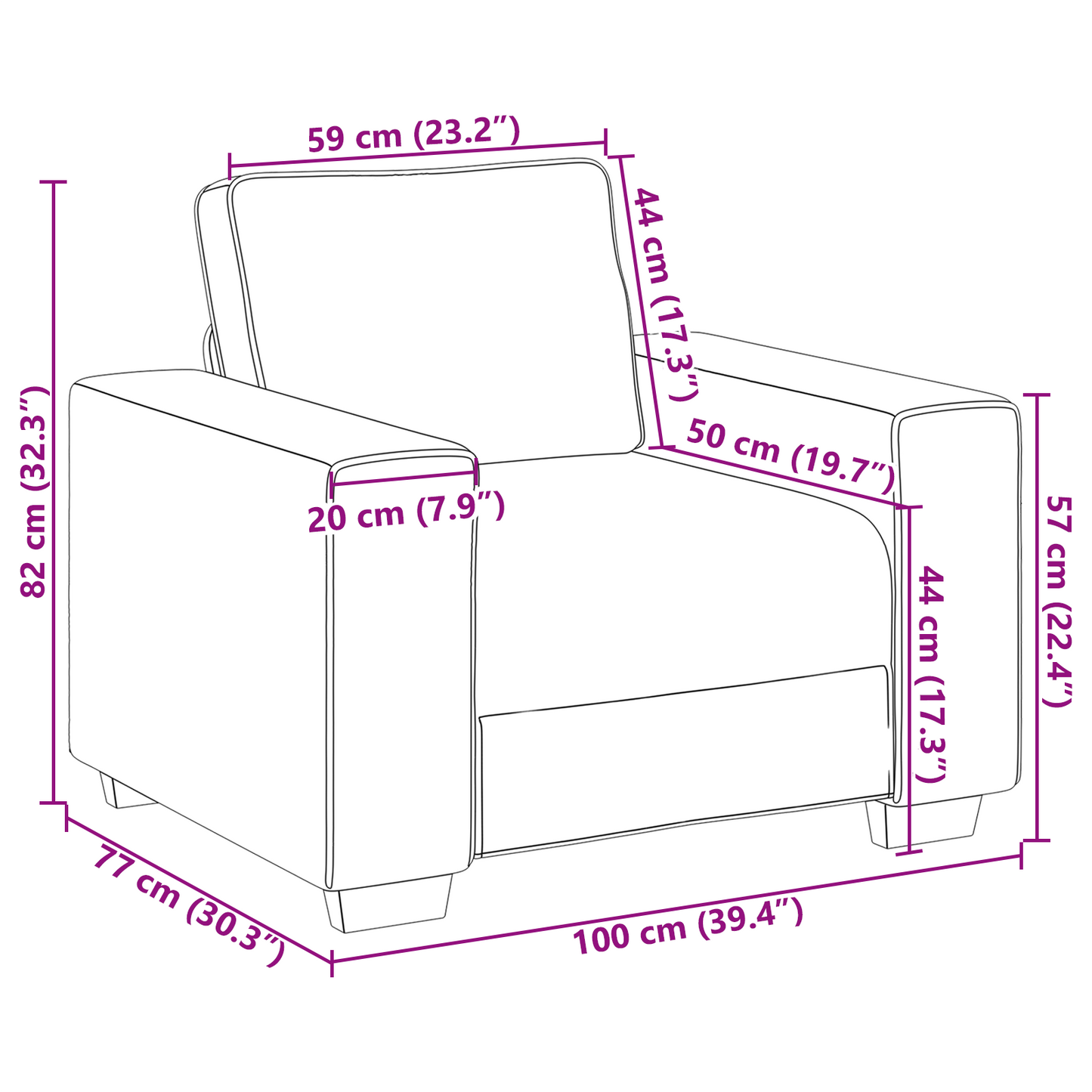 Sofa Stole Lys Grå 59 Cm Stof