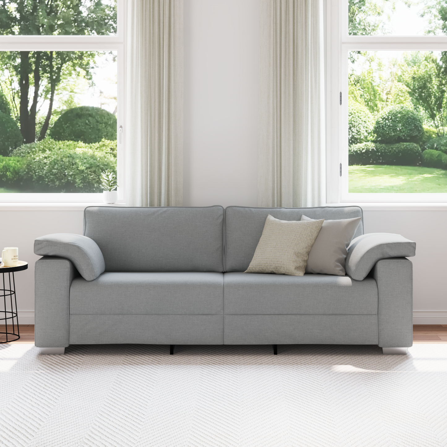 3-Personers Sofa I Lysegrå Stof - 178 Cm