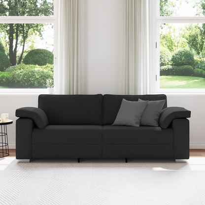 3-Personers Sofa I Sort Stof, 178 Cm