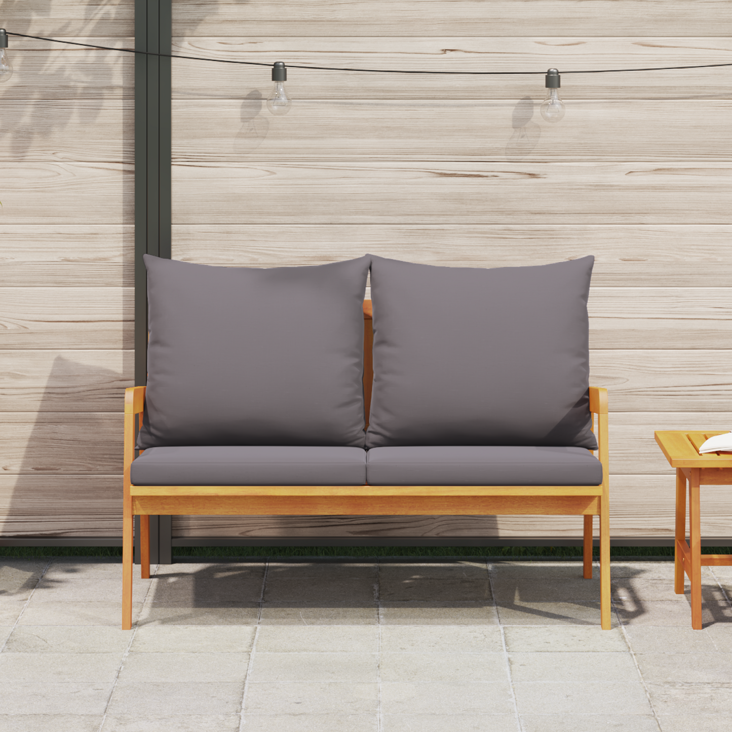 Havebænk Med Puder 115X65X71 Cm Massiv Træ Akacietræ