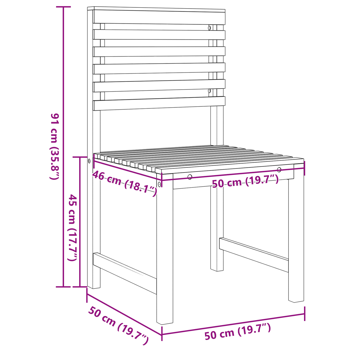 Have Stol 2 Dele Brun 50 X 50 X 91Cm Massivt Akacietræ