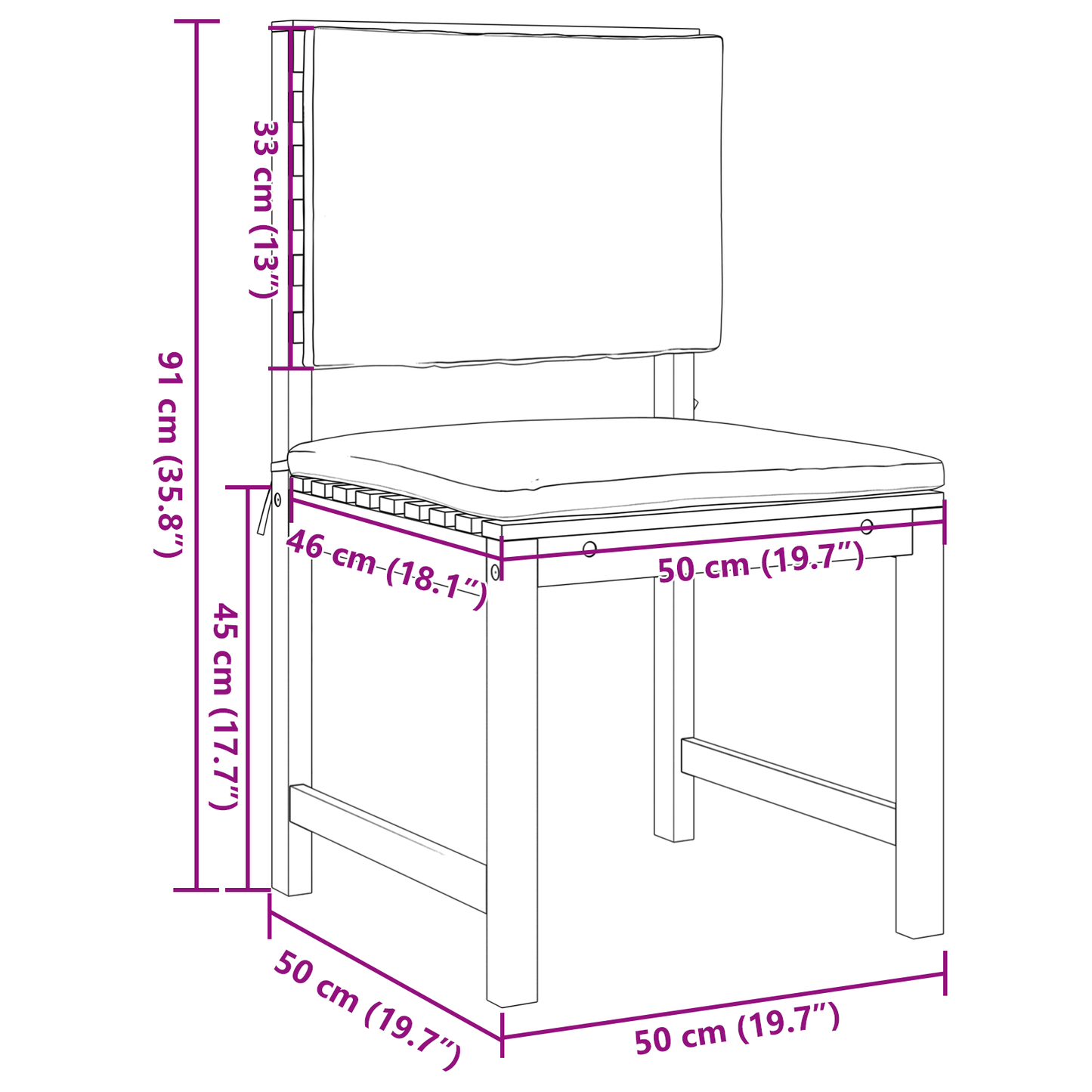 Have Stol 2 Dele Brun 50 X 50 X 91Cm Massivt Akacietræ