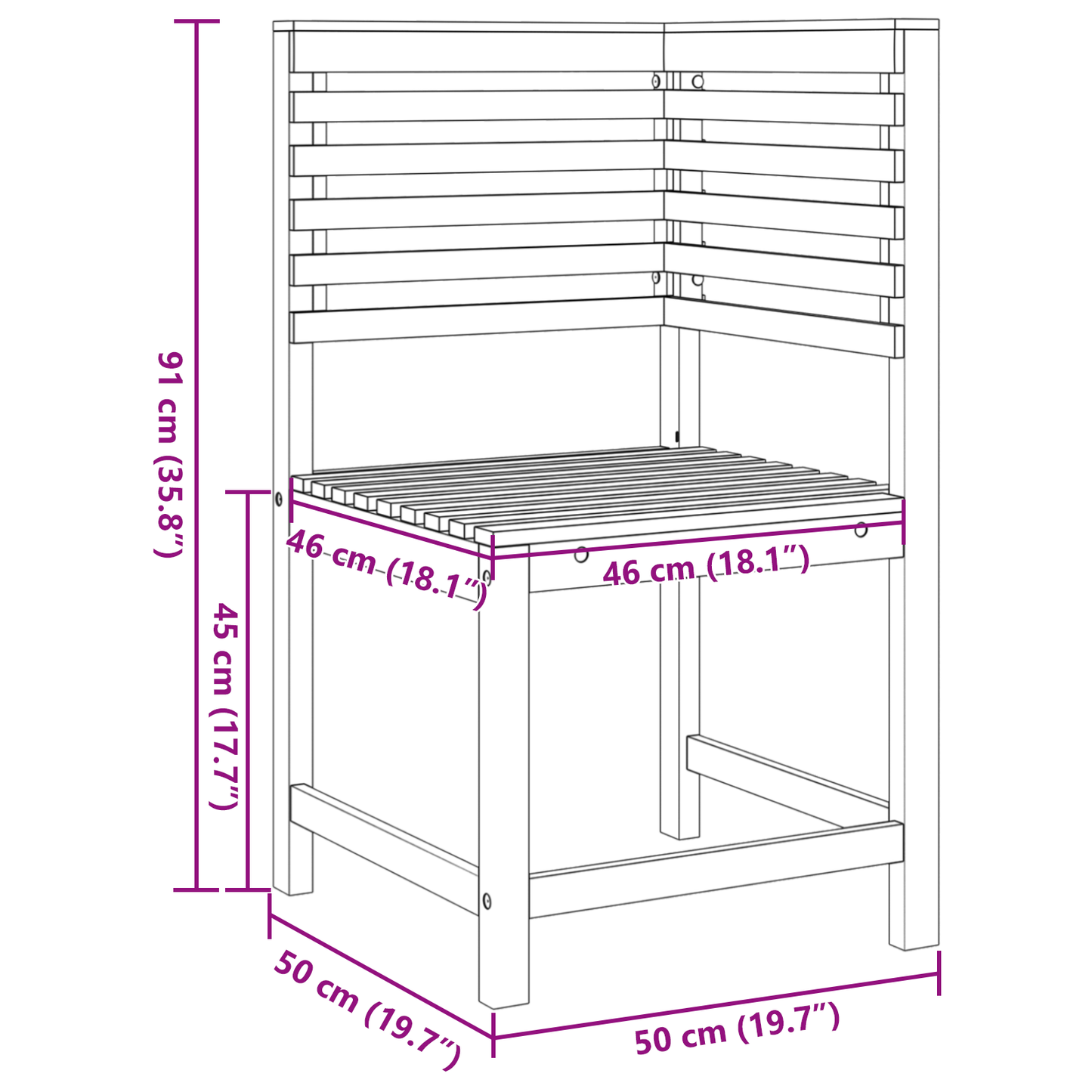 Have Stol Brun 50 X 50 X 91Cm Massivt Akacietræ