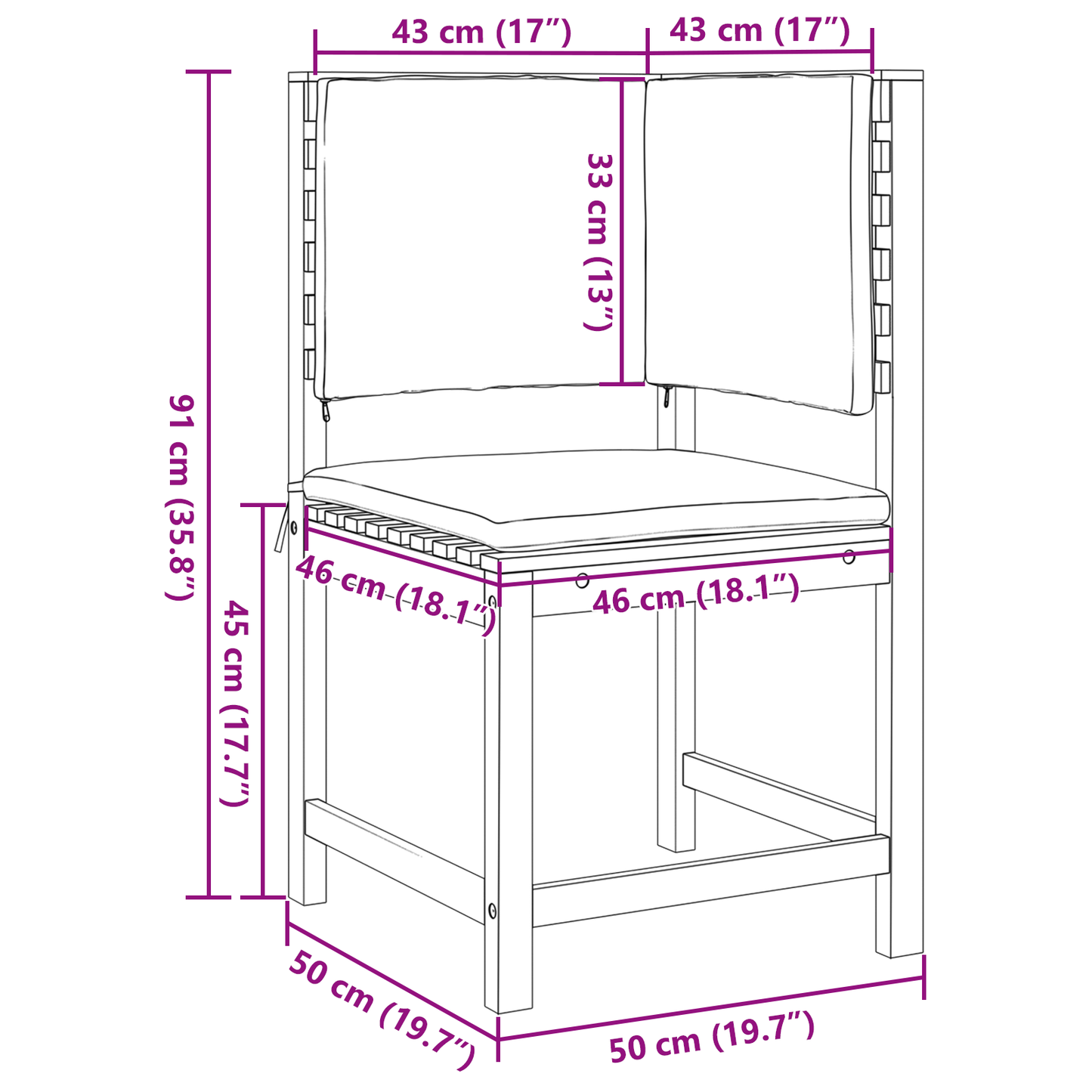 Have Stol Brun 50 X 50 X 91Cm Massivt Akacietræ