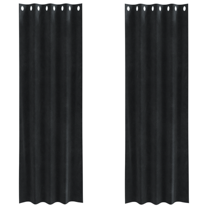 Blackout Gardiner Med Øjer 2 Stk Sort Velour