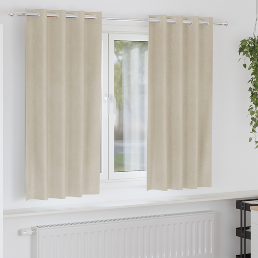 Mørklægningsgardiner Med Øjer 2 Stk Cremevelour