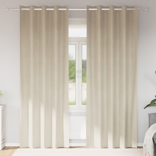 Blackout Gardiner Med Øjer 2 Stk Creme Velvet