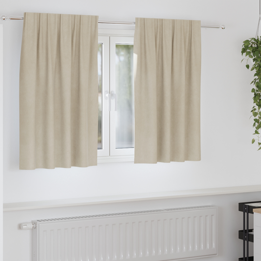 Mørklægningsgardiner Med Topbånd 2 Stk Cremevelour
