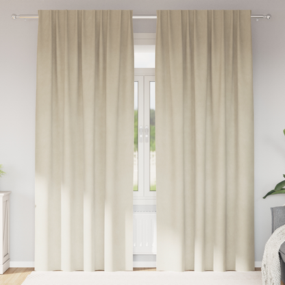Mørklægningsgardiner Med Topbånd 2 Stk Cremevelour