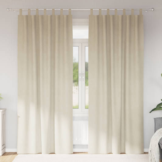 Mørklægningsgardiner Med Ophængsløkker 2 Stk Cremevelour