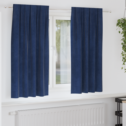 Mørklægningsgardiner Med Topbånd 2 Stk Mørkeblå Velour