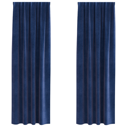 Blackout Gardiner Med Top Tape 2 Stk Mørkeblå Velour