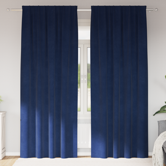 Blackout Gardiner Med Top Tape 2 Stk Mørkeblå Velour