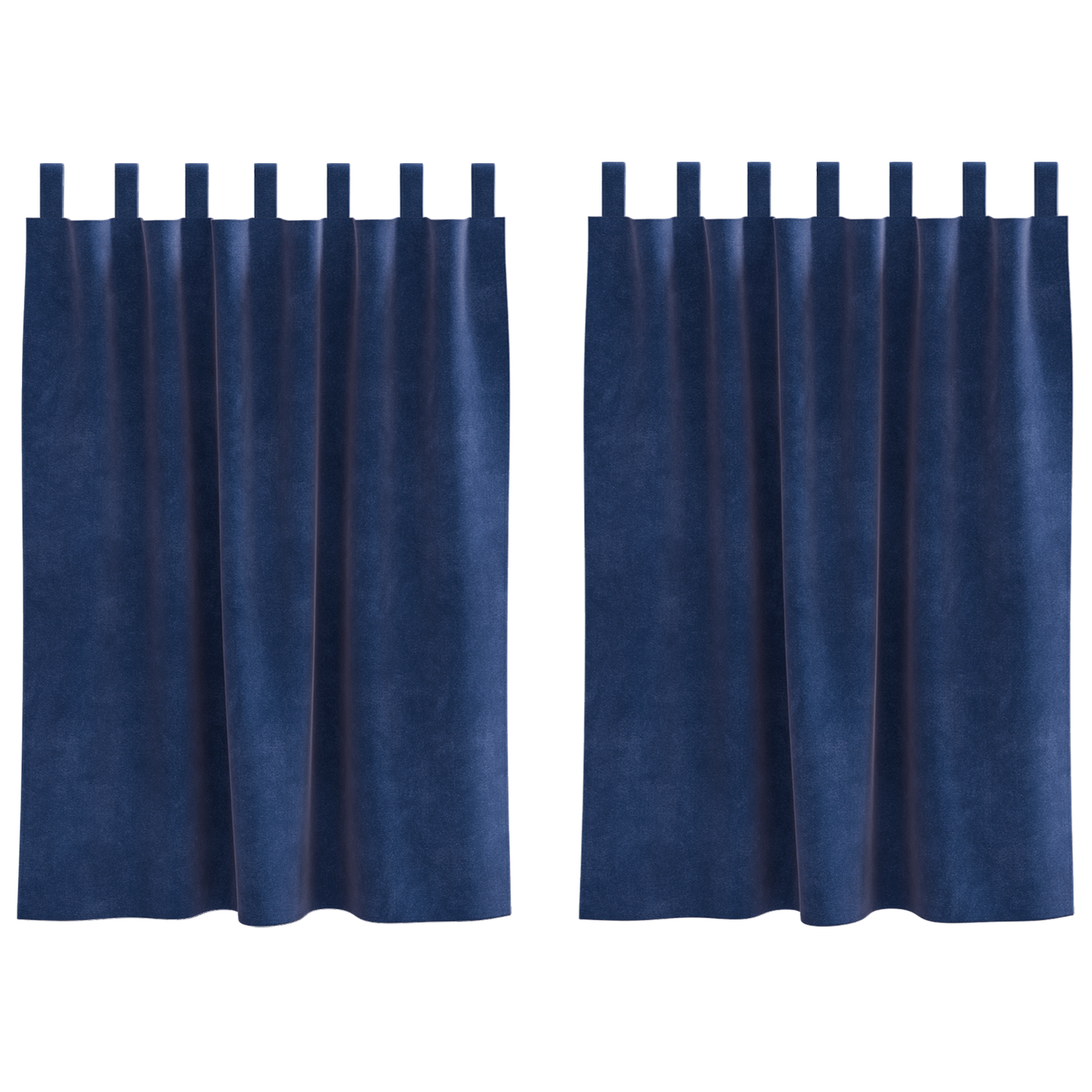 Blackout Gardiner Med Hængehuller 2 Pcs Mørkeblåt Velour