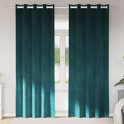 Mørklægningsgardiner Med Øjer 2 Stk Mørkegrøn Velour