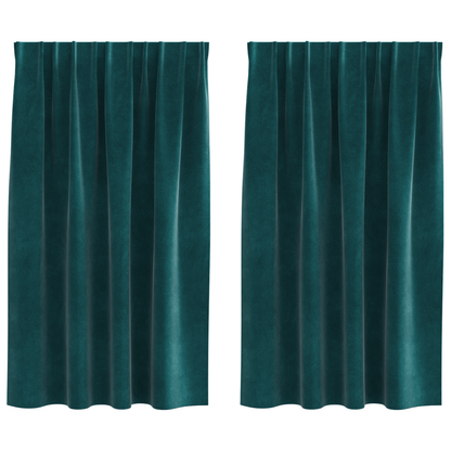 Blackout Gardiner Med Topbånd 2 Stk Mørkegrøn Velour