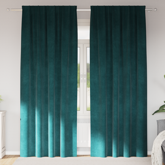 Mørklægningsgardiner Med Topbånd 2 Stk Mørkegrønt Velour