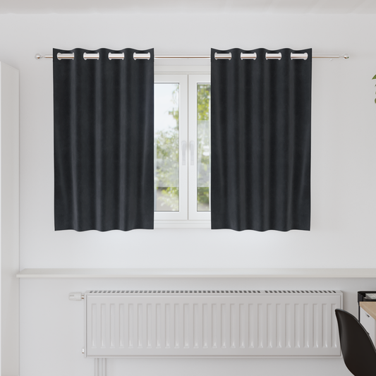 Mørklægningsgardiner Med Øjer 2 Stk Mørkegrå Velour