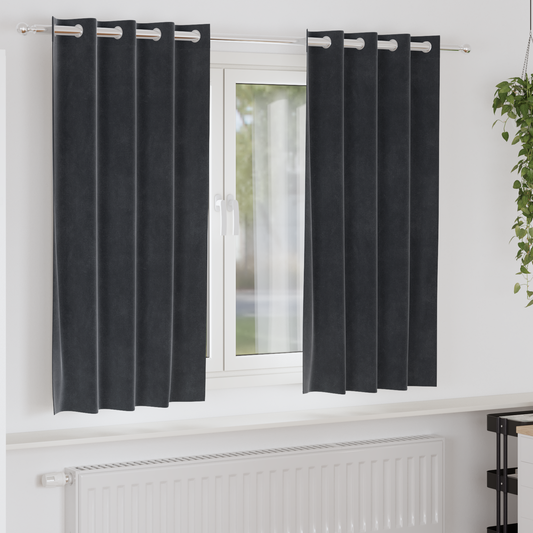 Mørklægningsgardiner Med Øjer 2 Stk Mørkegrå Velour