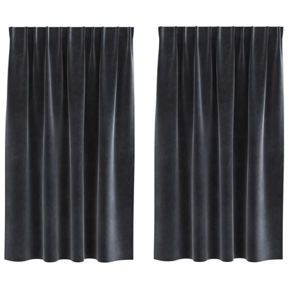 Mørklægningsgardiner Med Top Tape 2 Stk Mørkegrå Velour
