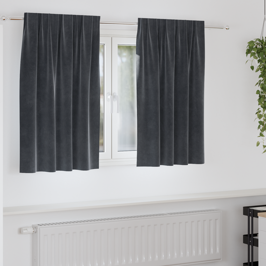 Mørklægningsgardiner Med Top Tape 2 Stk Mørkegrå Velour