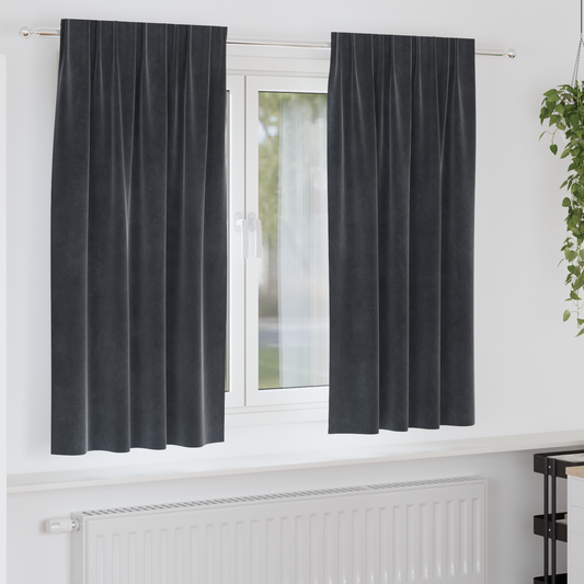 Mørklægningsgardiner Med Topbånd 2 Stk Mørkegrå Velvet