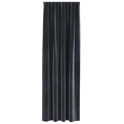 Mørklægningsgardiner Med Topbånd 2 Stk Mørkegrå Velour