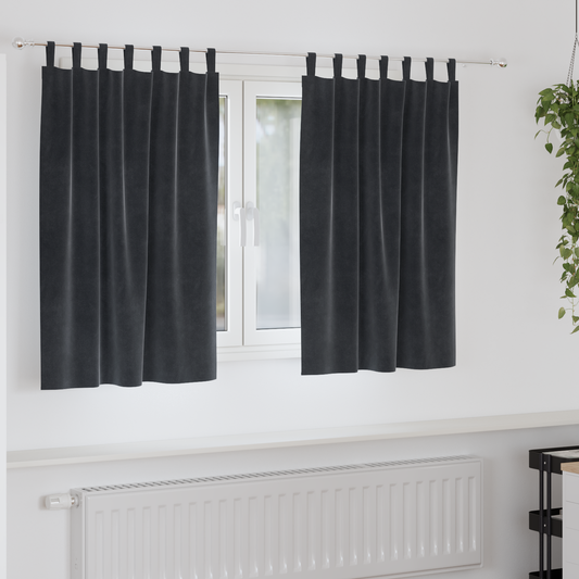 Blackout Gardiner Med Ophængsløkker 2 Stk Mørkegrå Velour
