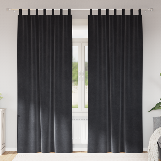 Mørklægningsgardiner Med Hængsel 2 Stk Mørkegrå Velour