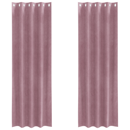 Blackout Gardiner Med Øjer 2 Stk Mørk Pink Velour
