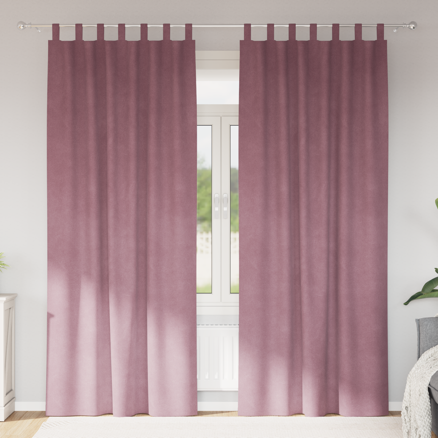 Mørklægningsgardiner Med Hængesløjfer 2 Stk Mørk Pink Velour