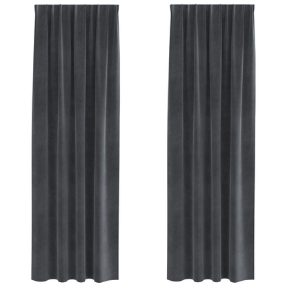 Blackout Gardiner Med Top Tape 2 Stk Lys Grå Velour