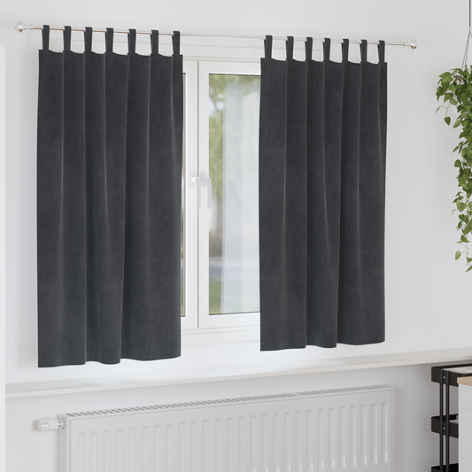 Mørklægningsgardiner Med Ophængsløkker 2 Stk Lysegrå Velour