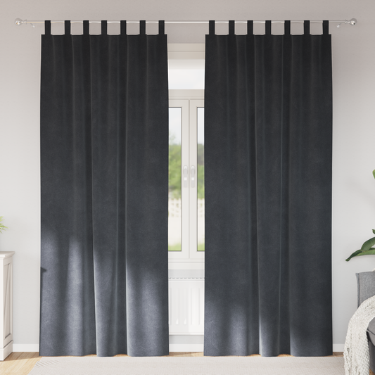 Mørklægningsgardiner Med Ophængsløkker 2 Stk Lysegrå Velour